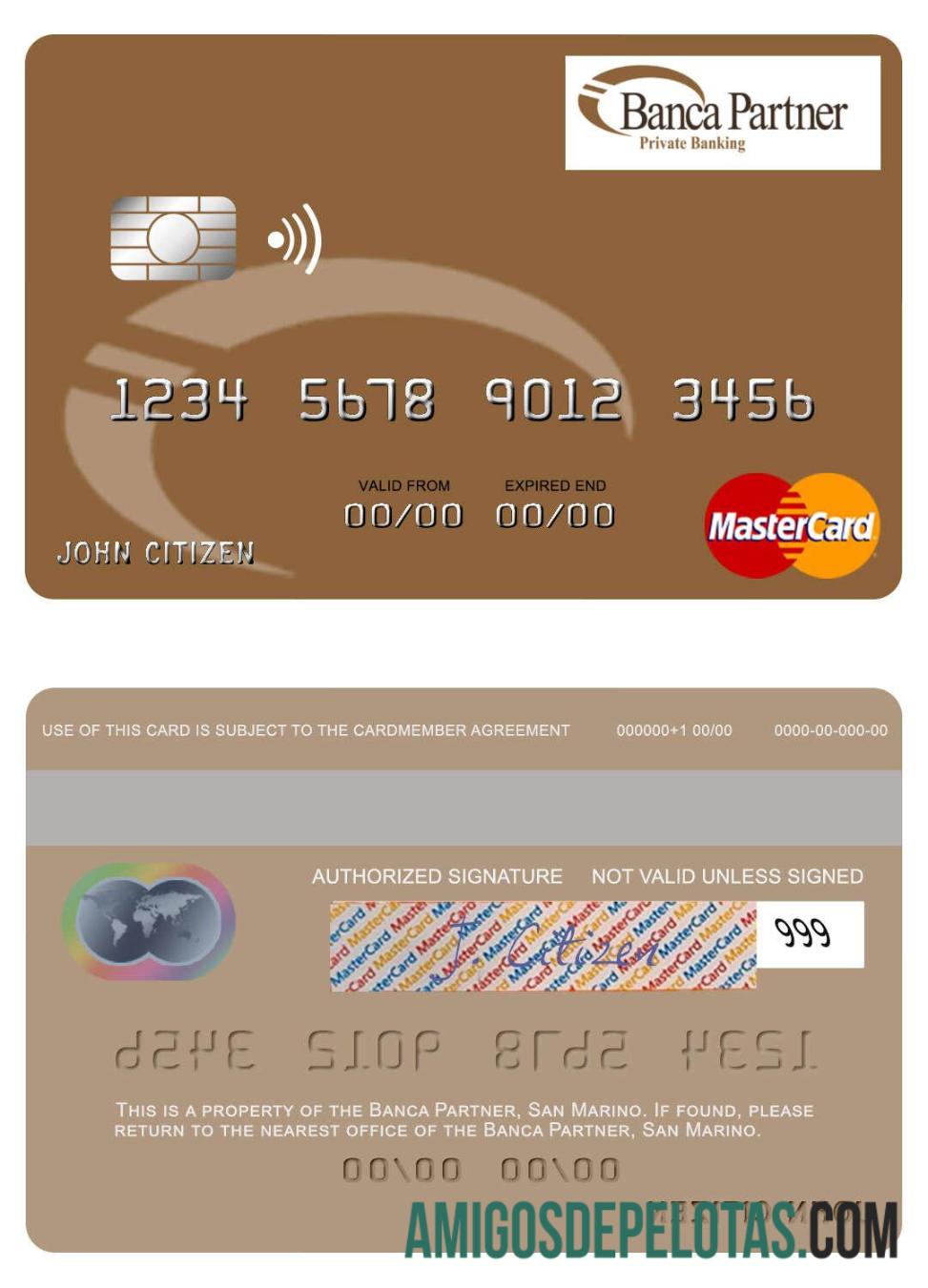San Marino Banca Partner Mastercard modelo